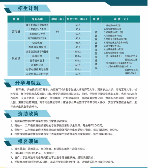 公办中专怀化市旅游学校招生简章（2025年）